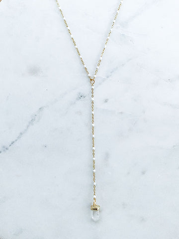 Quaintrelle Crystal Drop Charm Necklace