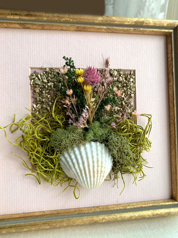 Seashell Cottagecore Decor Real Dried Flower and Natural Art