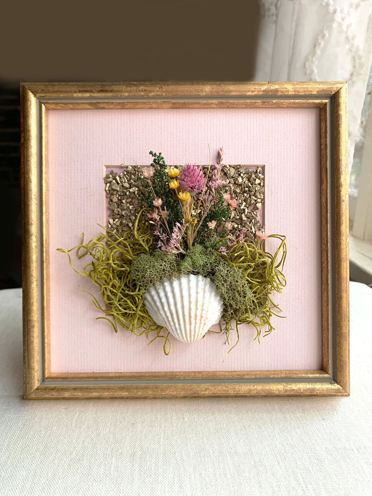 Seashell Cottagecore Decor Real Dried Flower and Natural Art