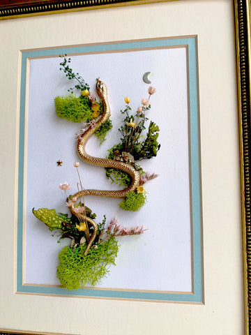 Snake Cottagecore Decor Real Dried Flower and Natural Art