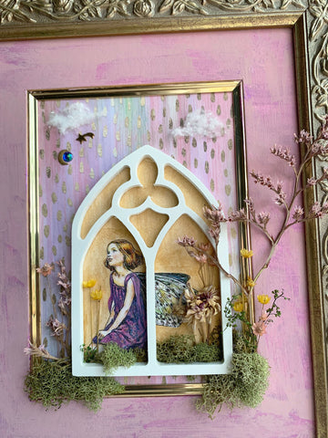 Window Fairy Cottagecore Decor Real Dried Flower and Natural Art