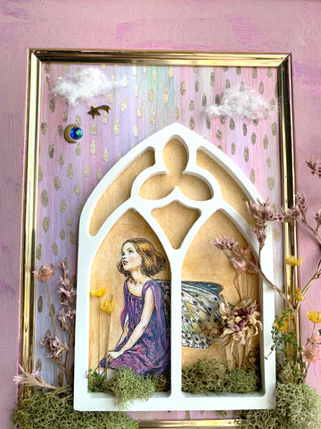 Window Fairy Cottagecore Decor Real Dried Flower and Natural Art